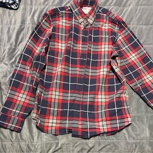 Old Navy Men's Plaid Shirt - Red and Navy